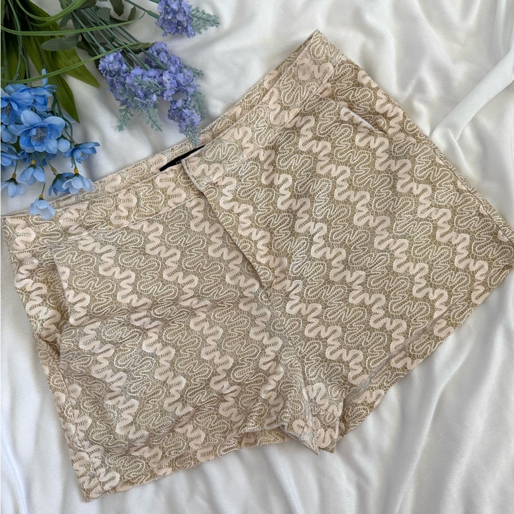Patterned Gold Shorts